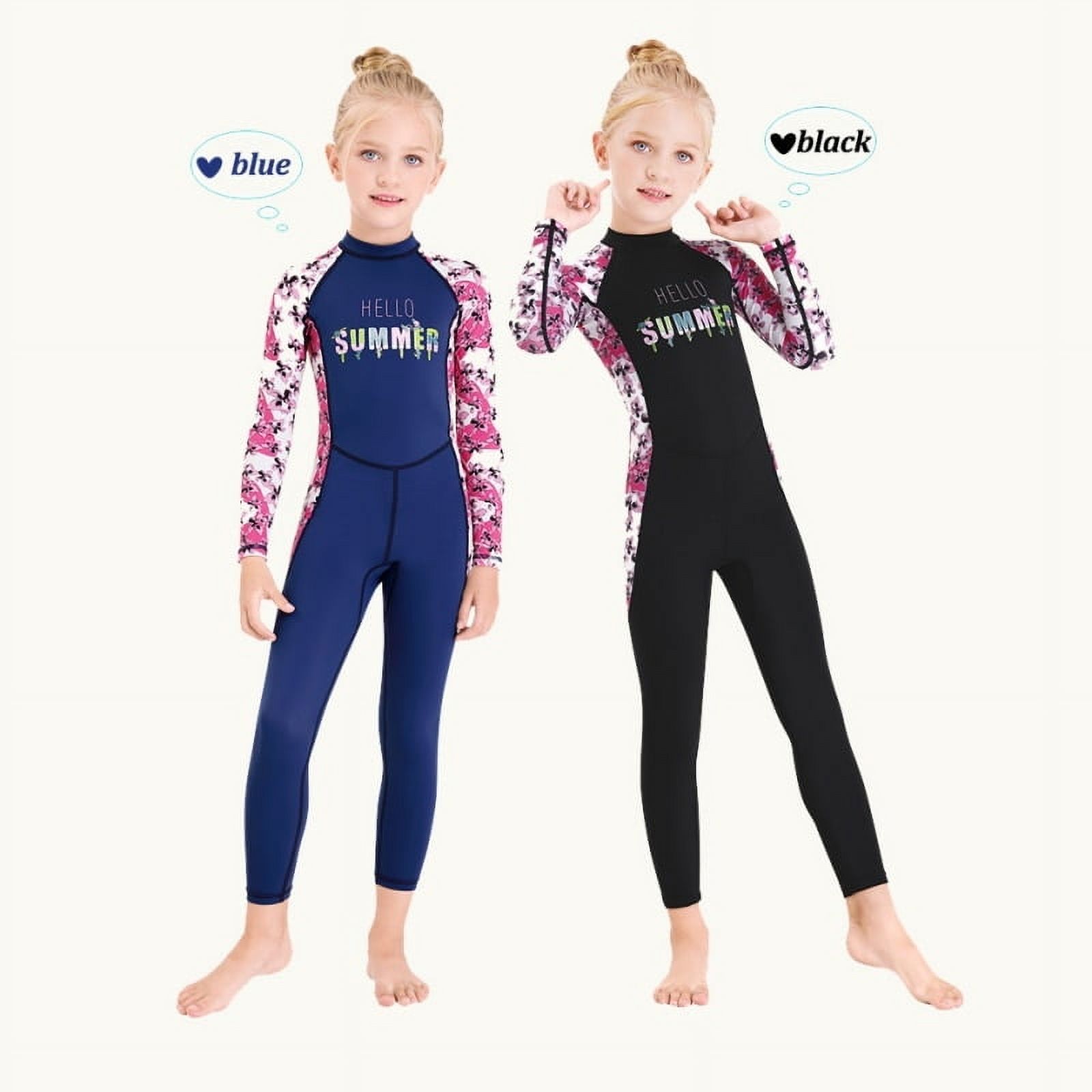 Kids Girls Boys Diving Suit Neoprenes Wetsuit for Keep Warm One-Piece Long Sleeves Uv Protection Swimwear